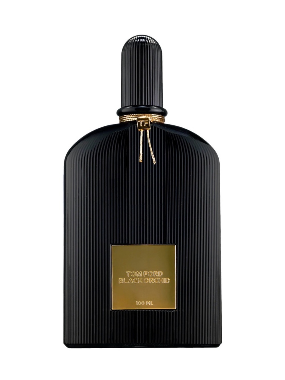Tom Ford Black with Gold Accent Ribbed Bottle